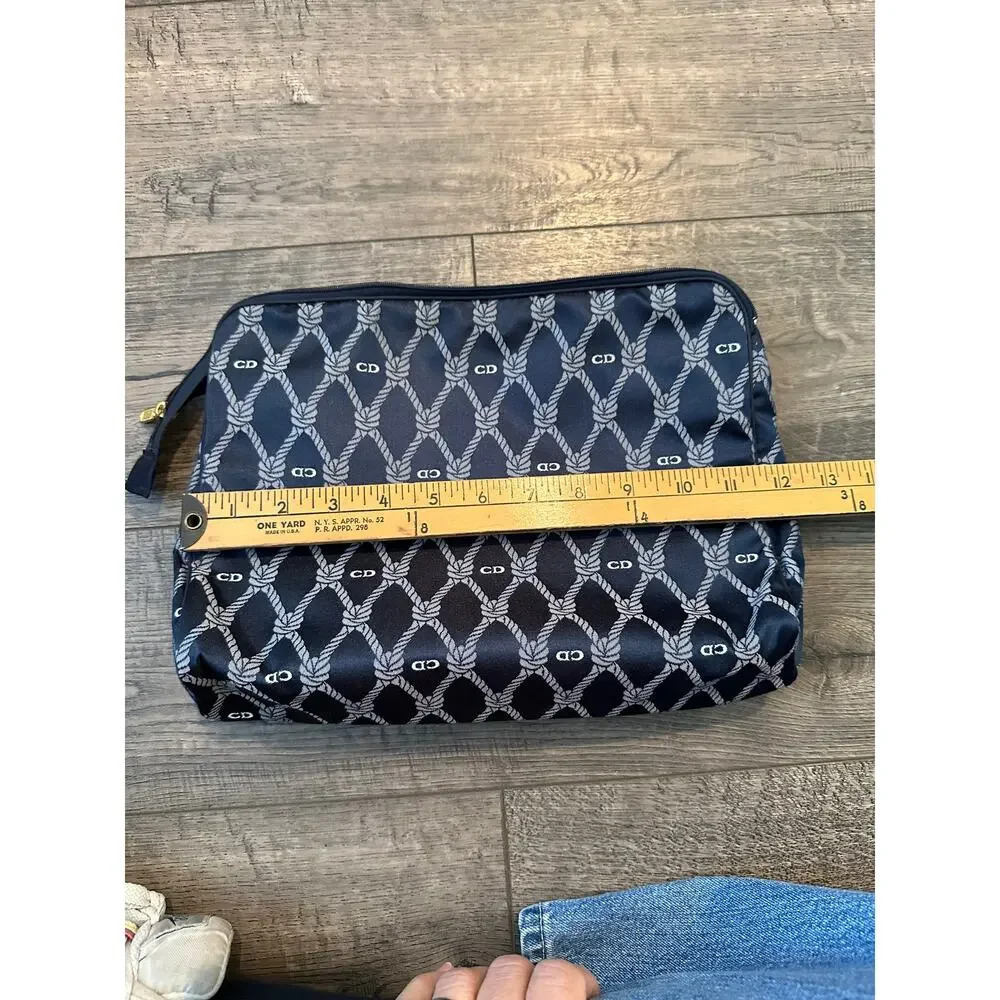 Vintage Christian Dior Blue & white nautical Pouch Make Up toiletry Bag travel - Picture 6 of 16